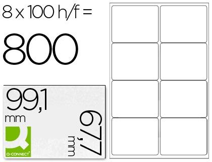 CJ100 hojas A4 800 etiquetas adhesivas Q-Connect 99,1x67,7mm.  ILC